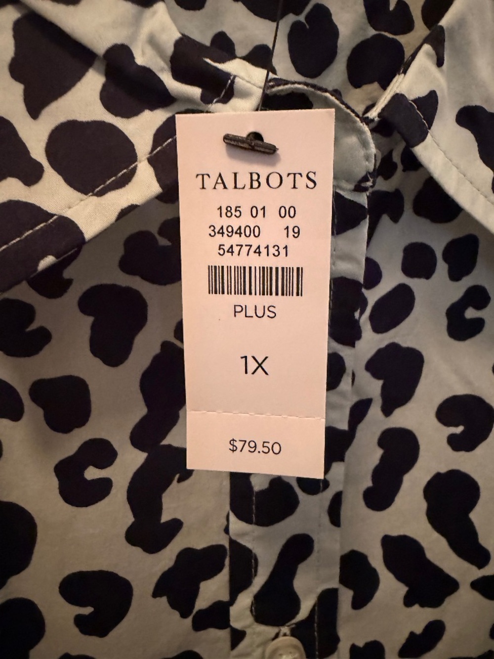 Talbots cheetah print cotton shirt 1X NWT